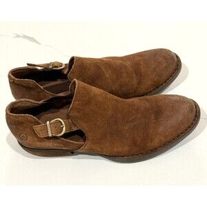 Born Booties Brown Suede Leather Buckle Non Slip Soles Women's Size 8.5 M EUC‎